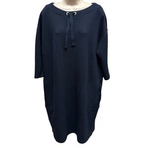 Betty Barclay navy blue waffleknit dress casual with pockets women’s 16
